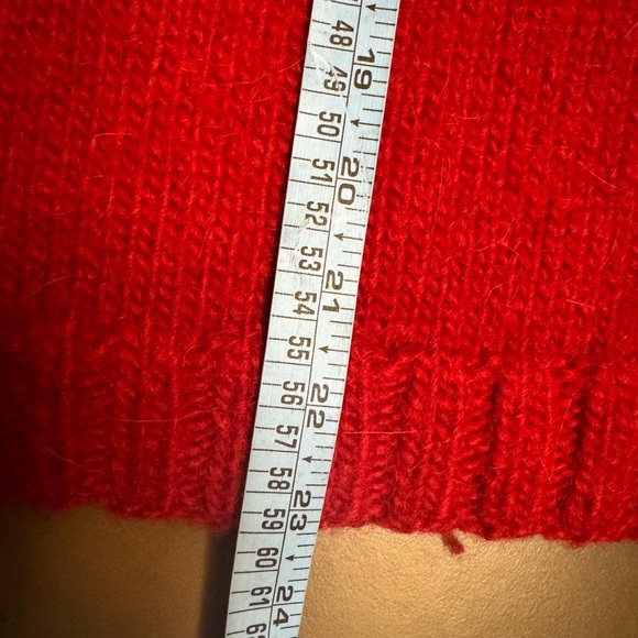 ANGORA WOOL AND MOHAIR Handmade Tight Knit Heavy Knit Red Crew Neck Sweater Cozy - Picture 10 of 11